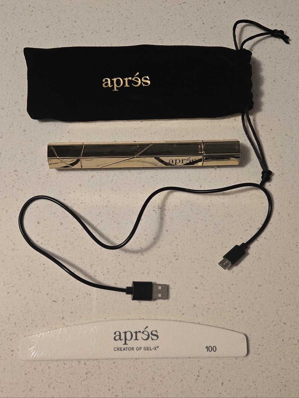 aprés Gold Gel-x OMNI Nail Lamp with Velvet Pouch + Nail File Gel Gelx MANICURE